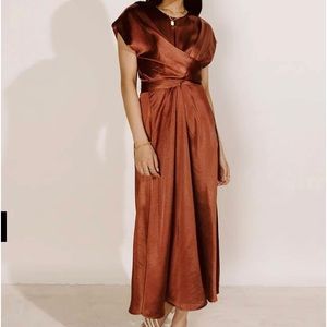 Bohme ROSALIND MIDI DRESS IN RUST